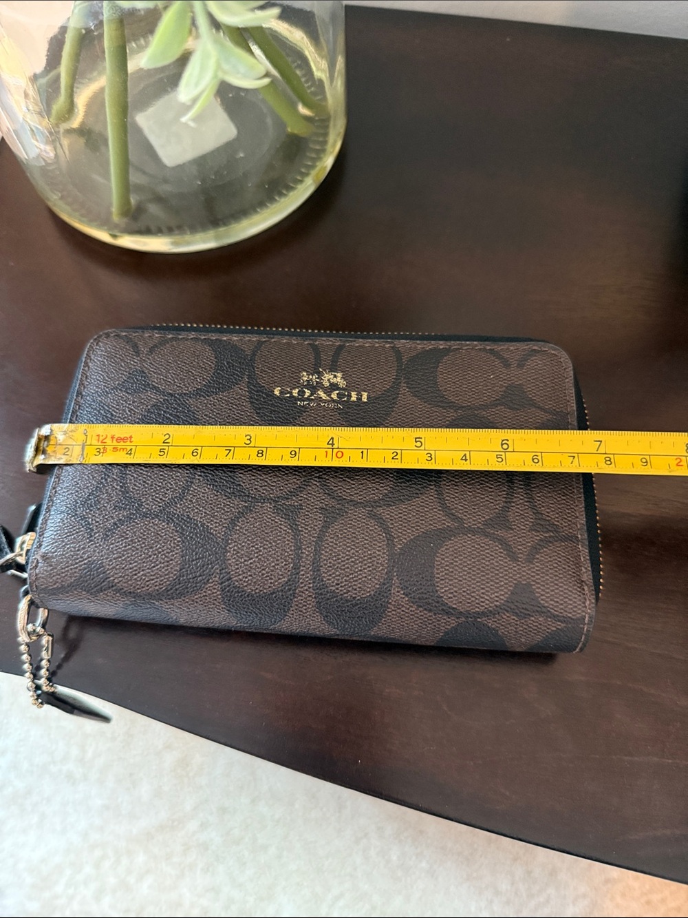 Coach Brown and Black Signature Zip Wallet with Gold Logo - Picture 8 of 9